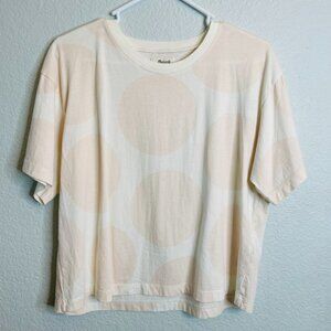 Madewell Cream Pink Big Polka Dot Boxy Loose Relaxed Tshirt Tee | Large